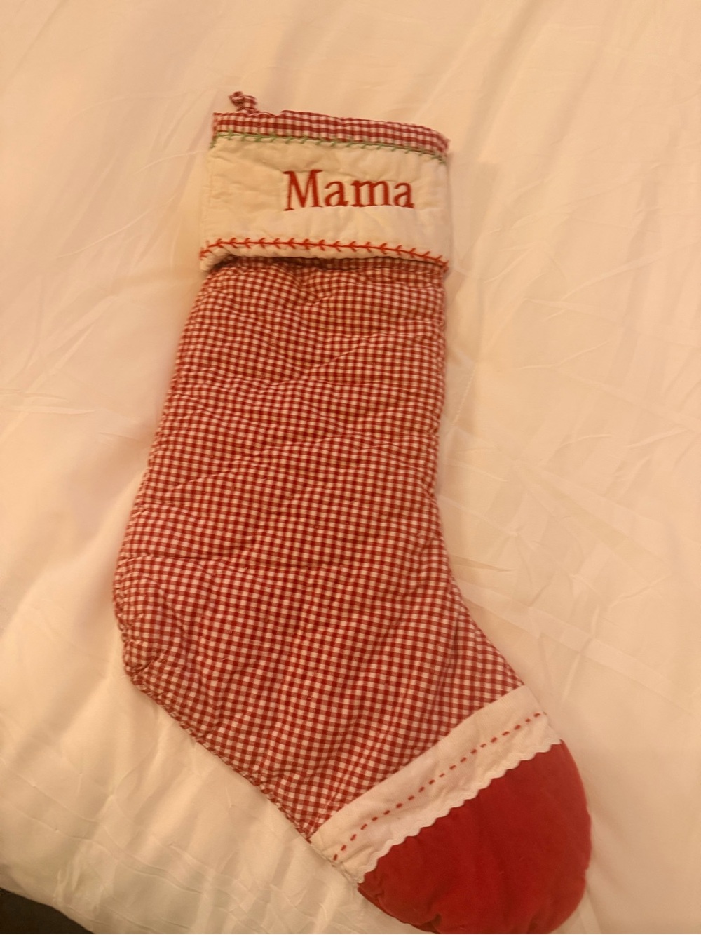 Mama Red Gingham Stocking - Festive Holiday Bottom